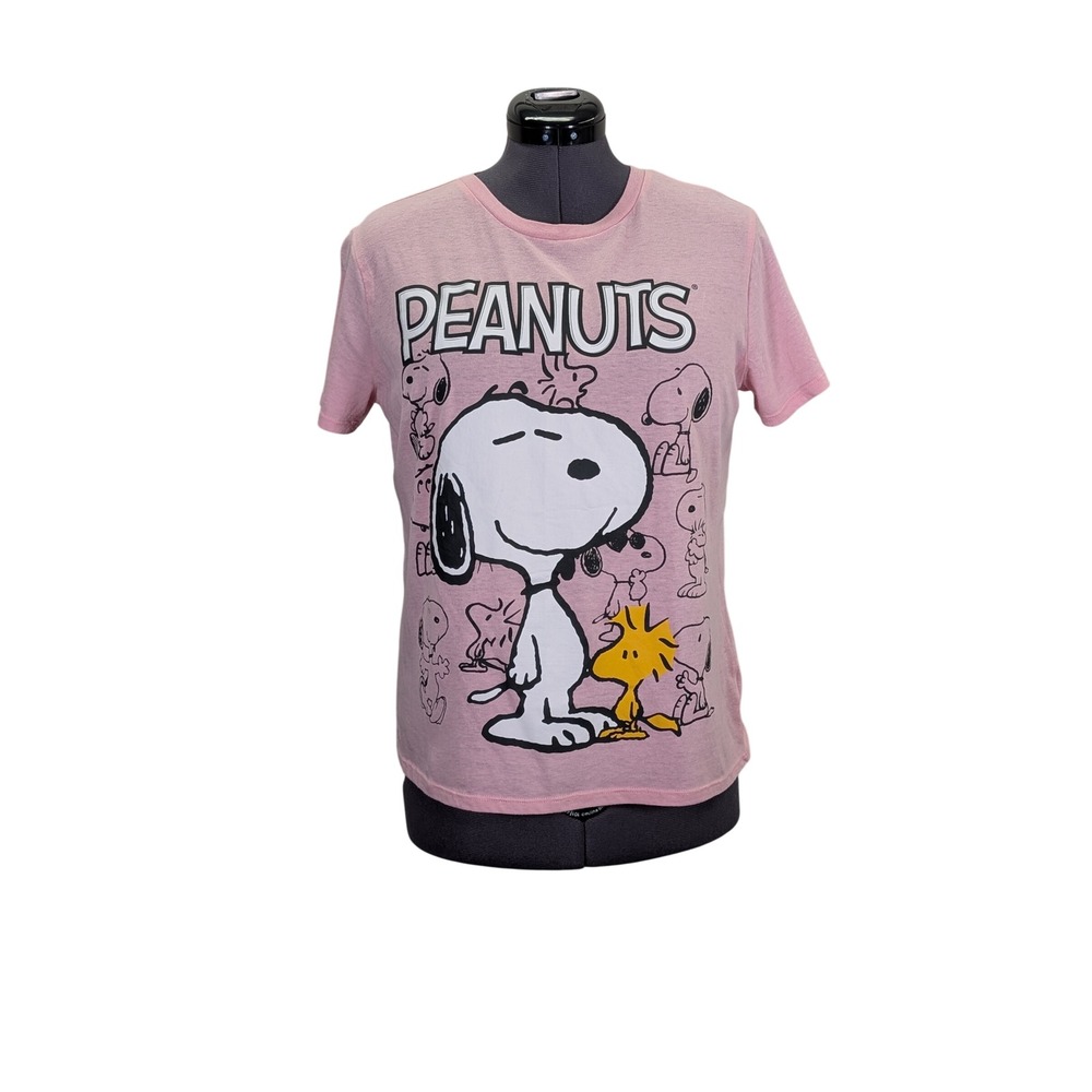 Peanuts Snoopy Woodstock Graphic T Shirt Pink Crew Neck XL‎ 15-17 Juniors